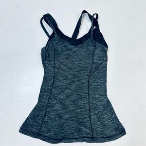 Lululemon Run For Gold Tank Heathered Gator Green Built-in Bra Size 4